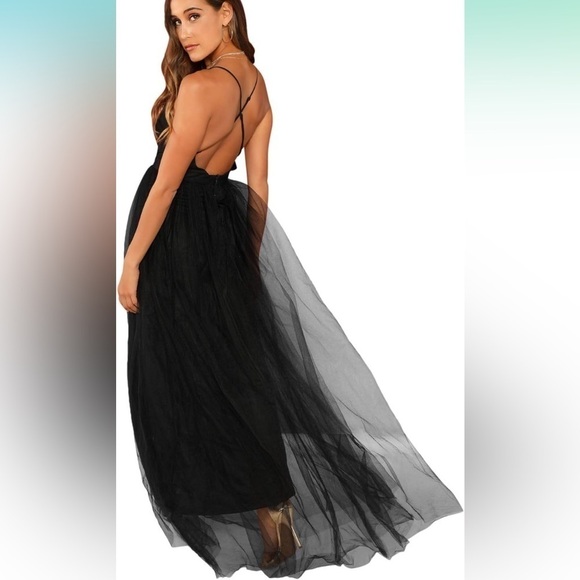 NWT Floerns Women's Plunging Neck Spaghetti Strap Maxi Cocktail Party Dress XS - Picture 3 of 16